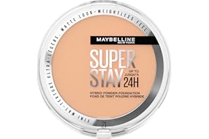 Maybelline New York Superstay Híbrido 24H Base de Maquillaje en Polvo, Súper Cobertura, Súper Ligera, Hasta 24H, Tono 21