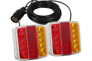 AOHEWEI Kit Feux Arrière de Remorque LED Magnétique 12V Éclairage De Camion Lampe De Freinage Avec Aimant, Câble de 7,5 m et Fiche à 7 broches pour Remorque, Camion ou Caravane