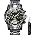 OUPINKE Men's Automatic Mechanical Watches Luxury Business Dress Self Winding Tourbillon Multifunction Calendar Date Luminous Waterproof Luxury Dress Wrist Watches