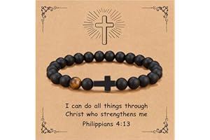 YOTHIWAD Christian Bracelet for Men Women,Natural Stone Bracelets with Inspirational Card Faith Cross Bracelet Birthday Christmas Gifts for Men Women