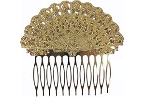 CARMEN MODA Grzebień w kształcie wachlarza, odcienie złota, Talla única