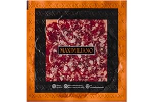 MAXIMILIANO EL JAMÓN MÁS RICO DEL MUNDO Maximiliano Jabugo - Salchichón de Bellota 100% Ibérico | Estuche 80gr Loncheado | Aliño Tradicional con Pimienta | Curación Natural en Jabugo | Embutido Ibérico Artesano