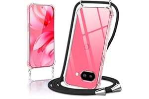 Oelrstfe Handyband Hülle mit Band für Google Pixel 9 A, Necklace Handyhülle mit Kordel Schutzhülle für zum Umhängen, Transparent TPU Case Stoßfest Kratzfest Silikon Cover mit Kette, Schwarz