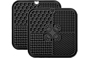YEICXOH Leckmatte Hund Leckmatte für Hunde, Futtermatte für Butter & Joghurt, Hundespielzeug für Baden, Training & Fellpflege (2er-Pack Schwarz, 20X20 cm)