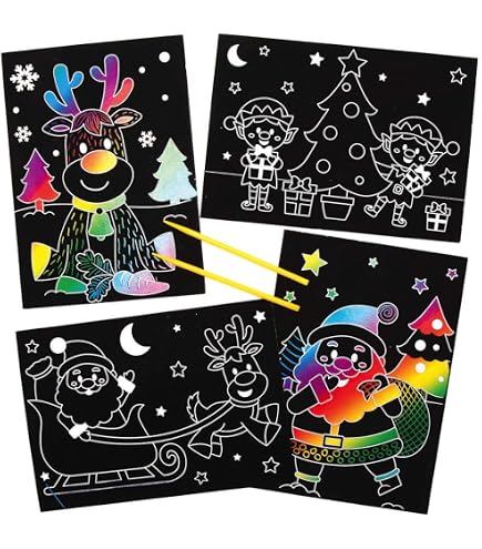 Kit Dessin à Gratter Métallisé - 8 Feuilles Avec Stylet Pour Enfants