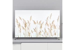 Mateju TV-Staubschutz, 32-85-Zol TV-Abdeckung Waschbar Staubschutzhülle, Hülle Bezug für Fernsehen Schutzhülle mit Botanische Kunst, Hängend/Desktop Universa Weiche TV-Hülle (65 Zoll,Schilf)
