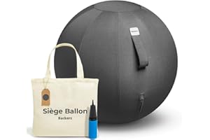 Backerz Siège Ballon - Ballon Ergonomique Bureau & Yoga Chaise Ballon en Taille 55CM 65CM 75CM - Capacité 110kg, Housse en Lin Doux Lavable - pour Une Bonne Posture Ballon pour Le Bureau