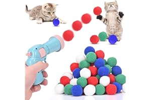 LUXECOVE Juego de Lanzador para Gatos Con 50 Bolas - Juguete Interactivo para Gatos y Perros - Bolas de Peluche Silenciosas