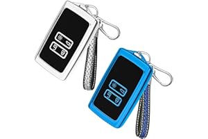ThrivingAura 2Pcs Car Key Covers For Renault, 4 Buttons Key Fob For Renault, TPU Key Card Case Shell Compatible For Renault Fluence Duster Megane Captur Espace Smart Car Key Case (Silver+Blue)