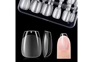 Gelike ec Punte per Unghie a Bara Extra Corte - Punte a Copertura Completa Punte in Gel Morbido Punte per Unghie Corte Resina PMMA Punte per Unghie Finte per Salone da Donna 120 Pezzi 12 Misure