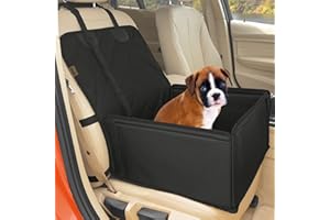 WUGLO Stabilny Fotelik Samochodowy dla Psa - Solidny Fotelik dla Psa do Samochodu – Samochodowa Torba Transportowa dla Psów - Wzmocnione Ściany i 3 Pasy - Wodoodporne Siedzisko Samochodowe dla Psa (Czarny)
