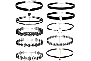 LLOUSSAK 10 stycken gotiska chokerhalsband damer, svart halsband för dansande