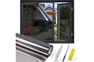 UIOK Pellicola per Vetri Finestre, Pellicola Adesiva per Vetri Plaid Nero Grigio Pellicola Oscurante Vetri Finestre, Pellicola Privacy Finestre 44.5x400cm Anti 99% UV Pellicola Oscurante per Ufficio