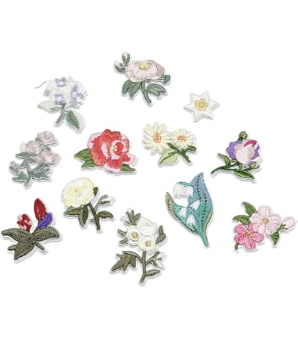 Lot De 2 Patchs Brodés Fleurs - Environ 17x7,5 Cm, à Repasser Ou à Coudre - Pour Customiser Vêtements, Sacs, Chapeaux - Couleurs Assorties