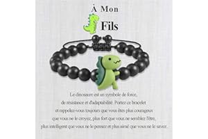 BOCHOI Cadeau Garcon Noël Anniversaire 5 6 7 8 9 10 11 12 ans, Cadeau Original Bracelet Garcon Noël Bracelet perles Football/Dinosaures/Croix