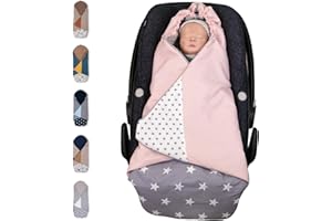 ULLENBOOM Coperta in cotone per neonato, copertina avvolgente bebè per ovetto e passeggino, 0-9 mesi | ROSA, GRIGIO