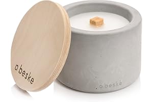 ‎BESKE beske Betonfeuer® - The Original Manufactory | Model 'Solo' | Diameter 14 cm 'Straight' with Permanent Wick | Refillable Torch | Infinite Burning Time | Recycling Candle Wax | Table Fire Torch