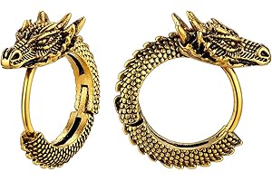 Richsteel Orecchini Uomo Cerchio Orecchini Drago Metallo Retrò Punk Gotico Hiphop Orecchini Figo da Uomo Donna Unisex Orecchini Creativi Argento/Nero/Oro
