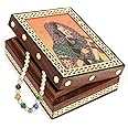 JAIPURCRAFT Wood Rectangular Gemstone Jewellery Box (3.25 x 4.25 x 1.5 inch, Brown)