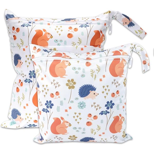 2 Sacs à Couches Lavables | Imperméables | Fermeture Éclair | Pour Couches Sales & Lingettes