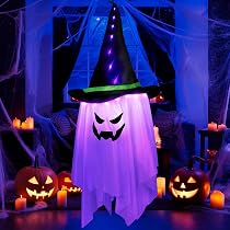 Halloween-Deko: 105 Cm Geisterhut-Lichterkette – Schwebende Windsack-Deko Für Garten & Party