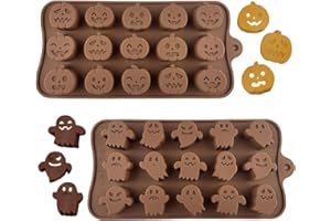 Vordpe 2 moldes de silicona para Halloween, molde para galletas, magdalenas, molde de silicona para chocolate, para goma, dulces, galletas, cocina, bricolaje