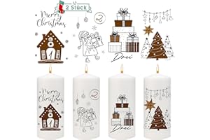 Joxessaien 2er Set Advent Kerzen Tattoo 6-8cm | Advent Zahlen & Weihnachtsmotive Geschenk Tannenbaum | Kerzenaufkleber für Stumpenkerzen Weihnachten