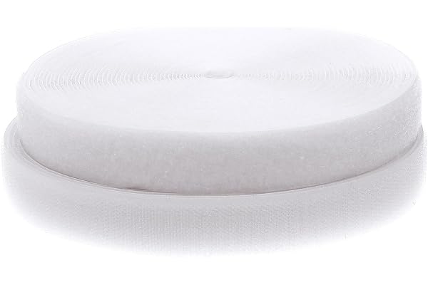 TUKA Scratch Ruban à coudre 12 mètres x 20mm, Non-adhésif Bande Hook & Loop, bande Crochet et Boucle pour couture, Ruban Tissu Fermeture, 12m Crochet et 12m Boucle, Blanc TKB5002 White