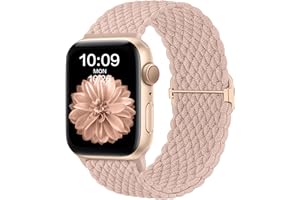 CeMiKa Trenzada Correas Compatibles con Apple Watch Correa 38mm 40mm 41mm, Correas de Reemplazo Estirables Elásticos para iWatch Series 9 8 7 6 5 4 3 2 1 SE Ultra, Mujer Hombres, Rosa Arena