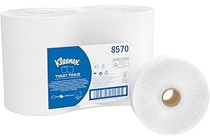 Kleenex Jumbo Toilet Roll 8570 - 2 Ply White Toilet Paper - FSC Certified and 100% Recycled Fibres - 6 Rolls x 500 Sheets (3,000 Sheets Total)