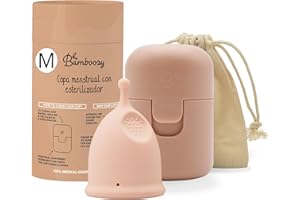 Bamboozy Copa Menstrual Con Esterilizador (M) Copas Menstruales Reutilizables de Lujo Hechas de Silicona Médica - Hasta 12 horas de Protección - Libre de Plástico, sin BPA