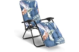 WildFun Sun Lounger Cushions, 170 * 53 * 8 cm Thick Replacement Sun Lounger Cushions Covers Garden, Chair Cushion Non-slip Lounge Chair Pads for Garden Furniture Outdoor Indoor (Dark Blue)