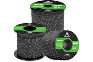Abma Cord Paracord 2mm 100% Nylon Corda 30m Tipo I Corda da Paracadute a 1 Filo - Max. 45 kg - Riflettente Nero