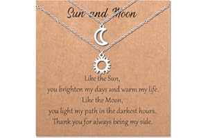 MANVEN Sun Moon Star Best Friend Necklace Long Distance Sisters Necklaces for 2 Matching Friendship Necklaces Pedant Jewelry Gifts for Women Girls Bff Teen