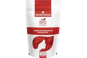 ‎ORIENTANA Orientana - Bio Henna Haarfarbe | Mahagoni Rot | Vegan Natural Pulver Für Kurzes Haar | Dauerhafte Pflanzenhaarfarbe Die Dem Haar Fülle Verleiht | Von Möhren Bis Zum Dunklen Rot - 50g