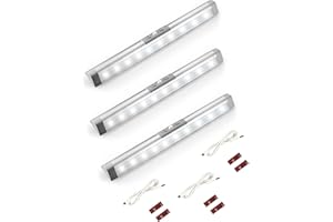Joyzy 3 Pack Motion Sensor Wardrobe Lights, LED Cupboard Light, Eye Protection Design Under Cabinet Lighting, Automatic Wireless Rechargeable Closet Lamp