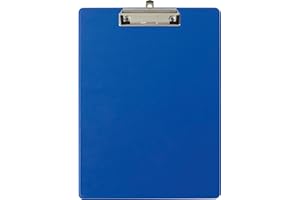 Exacompta - Réf. 19292E - Porte-bloc à pince avec pochette plastique sur le dos - Système d'accroche mural - Dimensions : 23 cm x 32 cm pour document format A4 - Coloris bleu