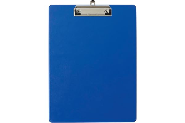 Exacompta - Réf. 19292E - Porte-bloc à pince avec pochette plastique sur le dos - Système d'accroche mural - Dimensions : 23 cm x 32 cm pour document format A4 - Coloris bleu
