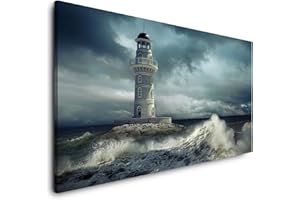 Paul Sinus Art Phare dans la mer - 120 x 60 cm - Impression sur toile panoramique - Format XXL