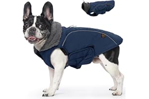 EMUST Dog Coats Winter, Thick Dog Clothes for Medium Dogs Boy, Coats for Dogs Winter with Harness Hole, Dog Coats for Cold Weather, Dark Blue, M
