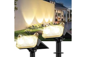 BUCASA Solar Spot Lights, 2 Pack Solar Lights Outdoor Garden with 3000K Warm White, IP65 Waterproof Wall Light, 2 Modes Owl Shape Outdoor Lights for Garden, Wall, Yard, Driveway, Pathway