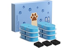 VKIMISS Fontana per Gatti Senza Fili 12 Filtri: Filtro Fontana per Gatti - Filtrazione Multipla - Rimozione delle Impurità - 6 Filtri a Carbone Attivo + 6 Filtri in Spugna