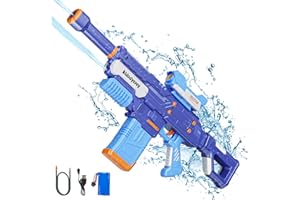Kid Odyssey Electric Water Gun, Rechargeable Water Squirt Blaster for Adults Kids with 500ML Capacity/Unlimited Water Supply with Hose, Long Shooting Range Up 32ft, Ideal for Outdoor Beach Pool