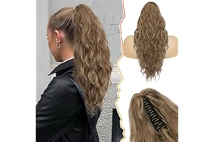 ‎BARSDAR BARSDAR Klauen Clip Pferdeschwanz Verlängerung, 45 cm Lange Lockige Wellige Clip in Pferdeschwanz Haarverlängerungen Natürliche Synthetische Haarteile Ponytail Extension für Frauen