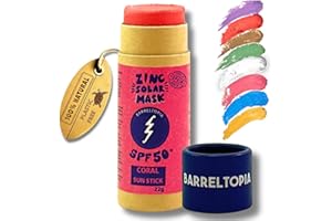Barreltopia Surf Stick Solar Facial 50 + Zinc Crema Colores - Protector Solar Facial SPF 50 - Natural Waterproof Eco Sunscreen