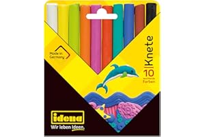 Idena 619064 - Pâte à modeler, couleurs vives, 10 bâtons dans étui carton