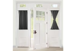 XWZO Französische Blickdichte Türvorhang Küchengardine Modern Türgardine Balkontür Taschen Vorhang Verdunklungsvorhänge mit Raffhalter,1Stück,Dunkelgrau,H102cm X B64cm(W25 X L40)