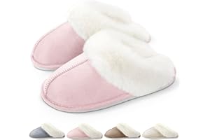 RUVVDR Hausschuhe Damen Herren Winter Warme Pantoffeln Damen Herren mit Memory Foam Flauschige Plüsch Weiche Rutschfeste Slippers Innen Außen