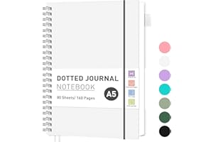 ‎RETTACY RETTACY Notizbuch A5 Gepunktetes, Bullet Dot Journal, Leichtgewicht Collegeblock, 80 Blatt / 160 Seiten Zum Schreiben, 100gsm, PVC Rinbuch, für Frauen Männer Arbeit Büro, 14.8 x 21cm - Transparent