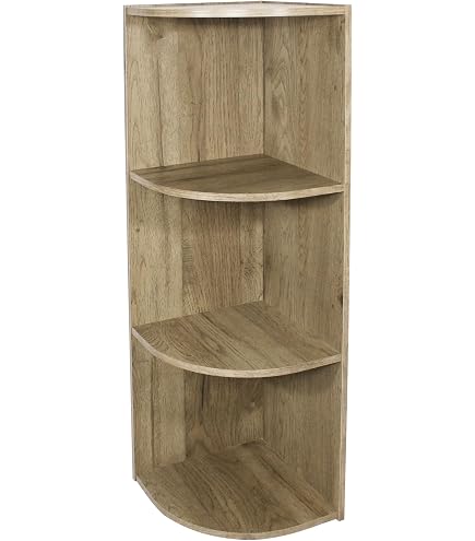 Scaffale Angolare In Legno Effetto Mogano 3 Ripiani - Mensola Salvaspazio Da Cucina, 80 Cm - 3